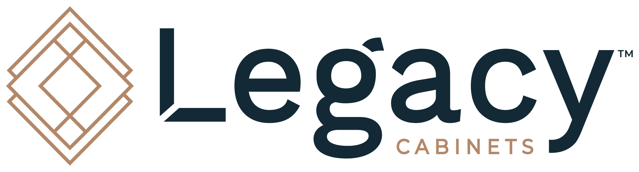 Legacy Cabinets logo with geometric design.