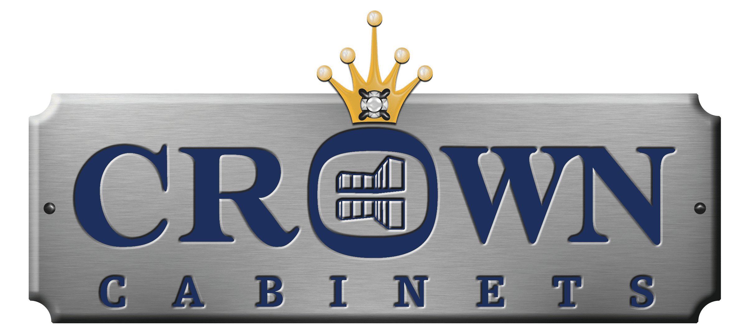 Crown Cabinets logo with crown design.