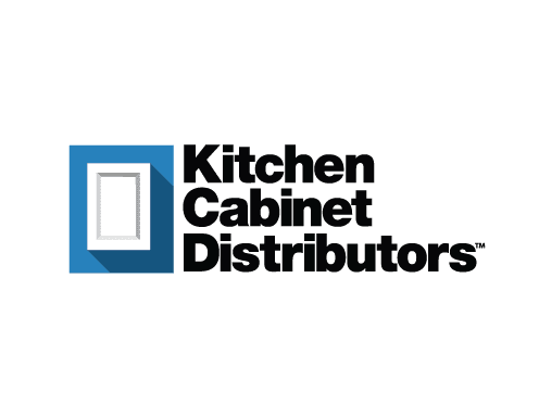 Kitchen Cabinet Distributors logo on black background.