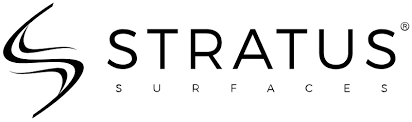 Stratus Surfaces logo in black and white.